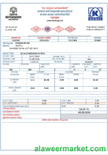 Turkey water business utility bill template in Word and PDF formats